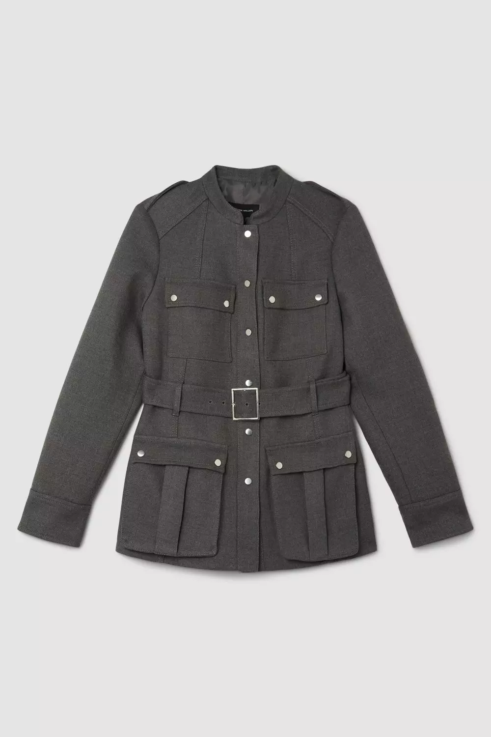 Tailored Cargo Pocket Belted Button Through Jacket | Karen